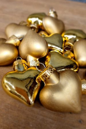 Gouden Kerstballen Hartjes
